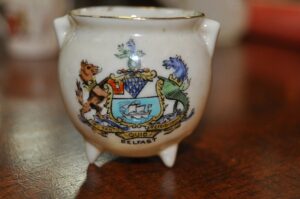 Item #D4 Vintage Carlton China / Stoke on Trent Miniature Porcelain Urn Souvenir c.1930's