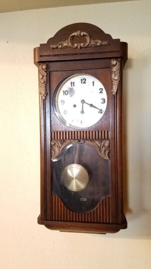 Item #F210 English Oak Cased Wall Clock c.1920s